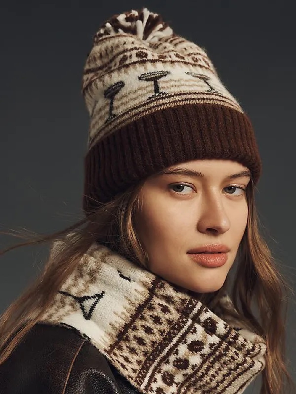 Anthropologie Maeve Fairisle Holiday Libations Icon Beanie